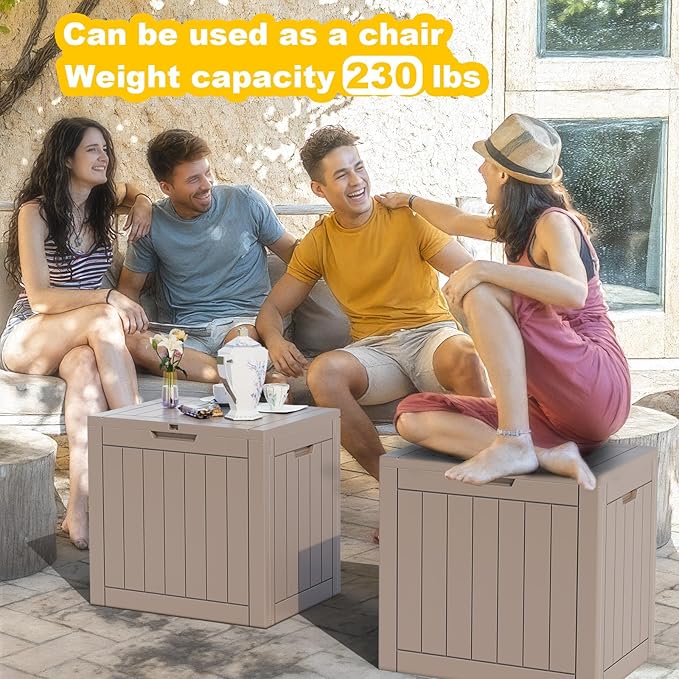 36 Gallon Outdoor Deck Box,Storage Lockable Waterproof Patio Furniture,Garden Tools,Cushions,Pool Accessories Outside Storage Resin Box(Grey)