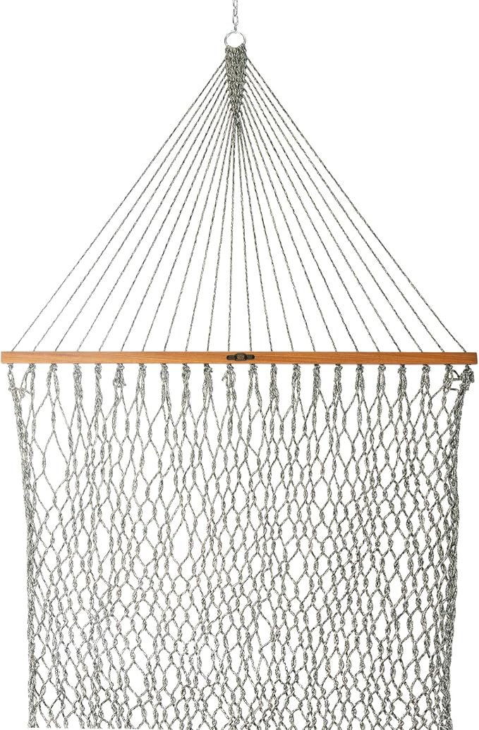 Original Pawleys Island Large Green Oatmeal Heirloom Tweed DURACORD® Rope Hammock with Extension Chains & Tree Hooks, Handcrafted in The USA, 450 LB Weight Capacity, 13 ft. x 55 in.