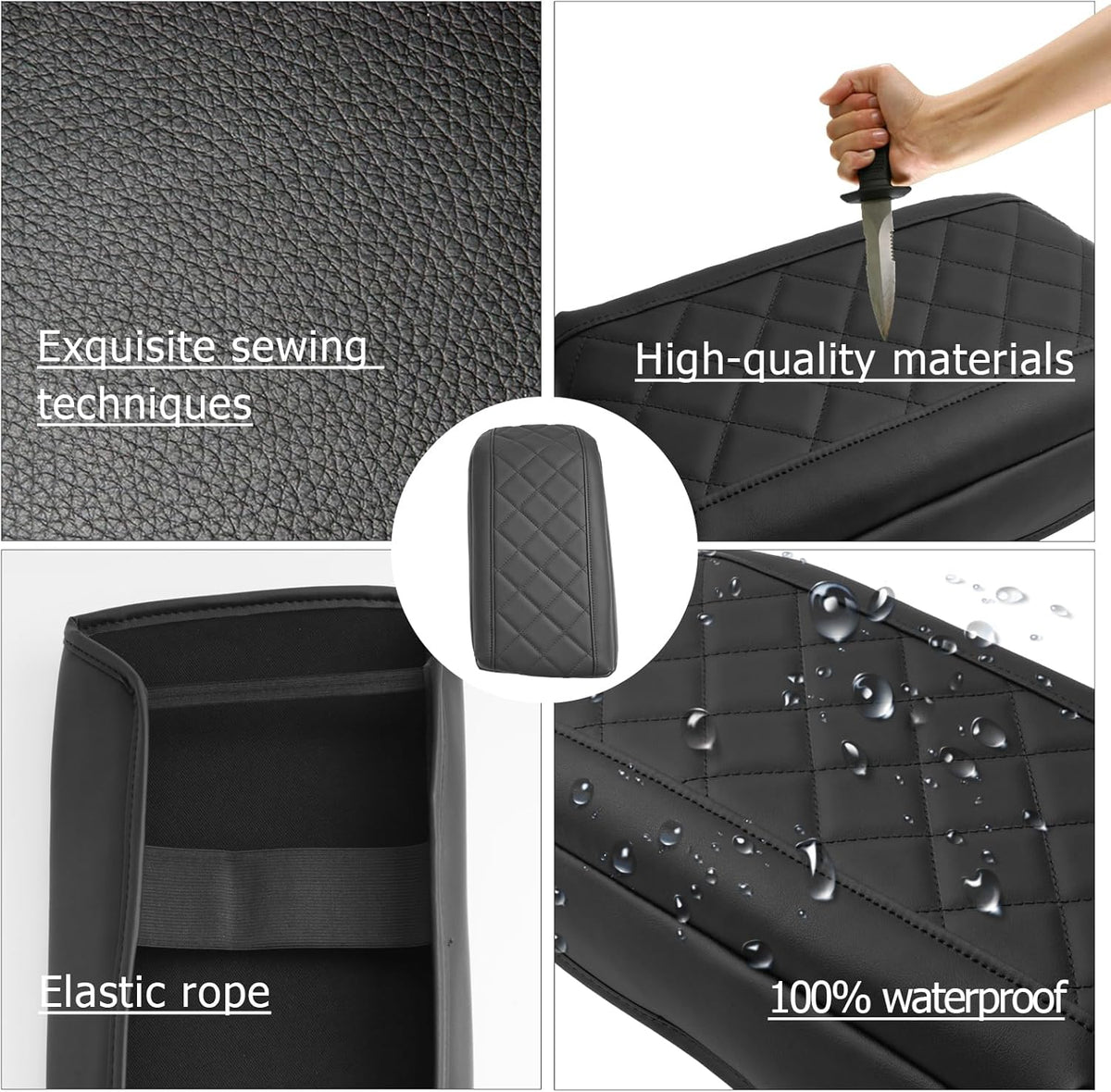 LUWU Center Console Cover Compatible with 2025 Chevrolet Equinox Accessories 2025 Equinox Armrest Cover Center Console Pad 2025 Equinox LT, ACTIV, RS Armrest Console Cover Soft Leather (Black B)