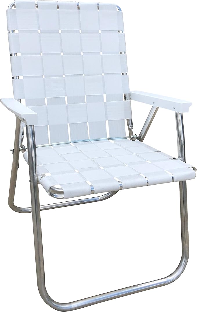 Lawn Chair USA Folding Aluminum Outdoor Patio Lawn Chair | Heavy-Duty Webbed Chairs for Camping, Sports, Beach, Yard & Tailgating | Lightweight Portable | Classic - Bright White