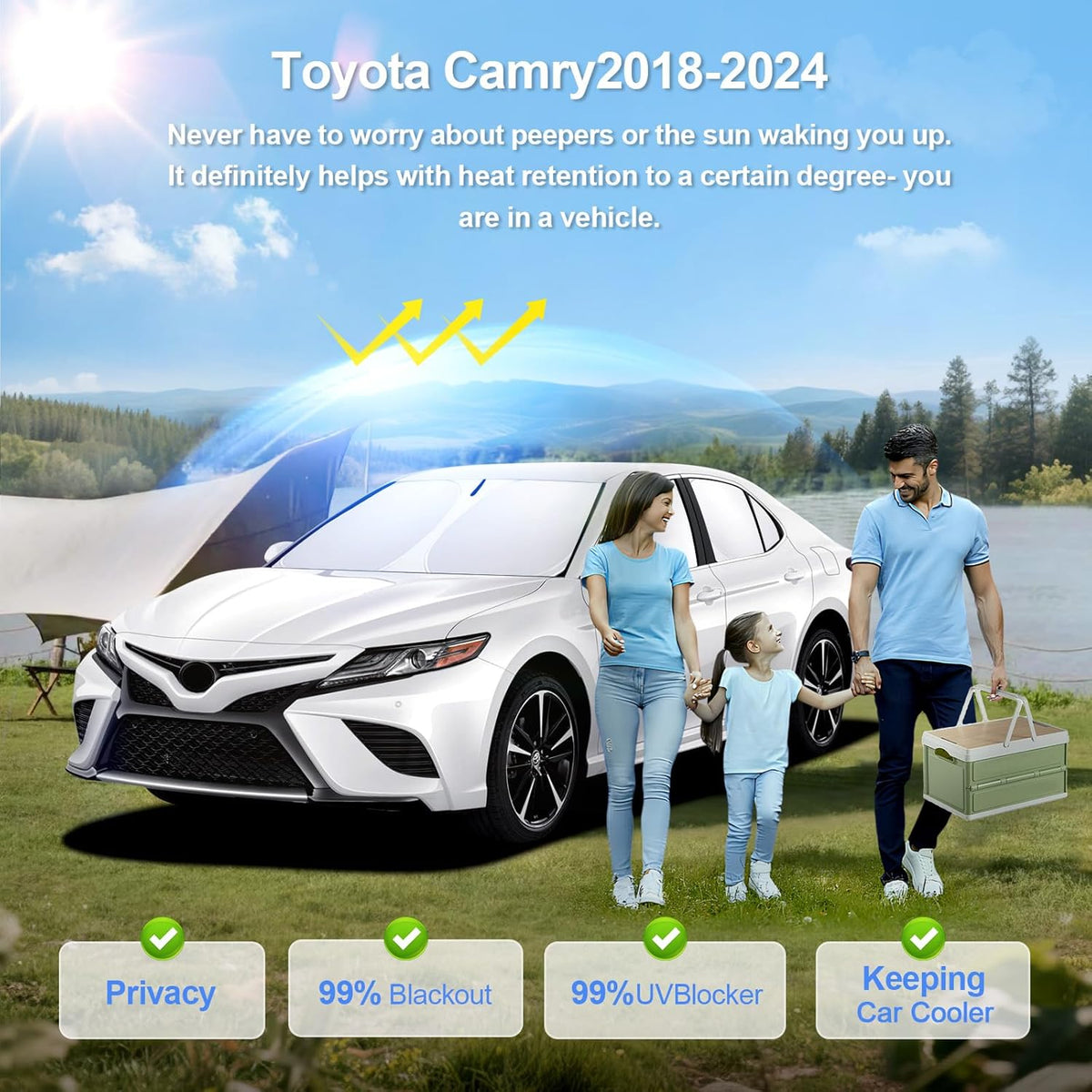 6pcs Car Window Shades for Toyota Camry 2018-2024 Accessories,Windshield Side Rear Full Sunshade,Sun Visor UV Blocking, Privacy Protection and Blackout for Camping Outdoor