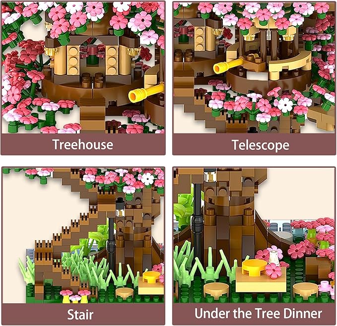 Cherry Blossom Bonsai Tree Mini Micro Building Set, Japanese Sakura Tree House Model Sets for Adults, Flowers House Mini Bricks Building Kit, Creative Gift Toys for Kids 12-14 (2138PCS)