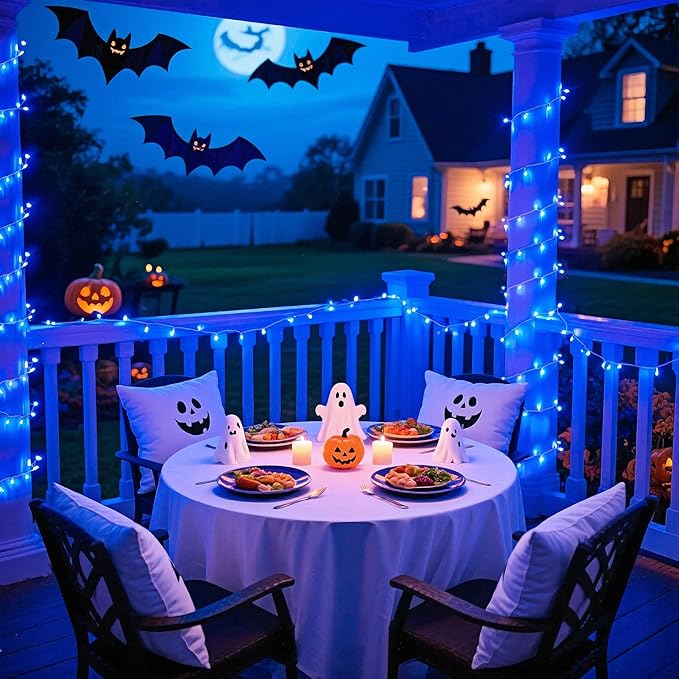 JMEXSUSS 66ft 200 LED Blue Christmas Lights Indoor Outdoor, Connectable Blue String Lights Clear Wire Plug in, 8 Modes Blue Fary Lights for Halloween Tree Party Bedroom Wall Christmas Decoration