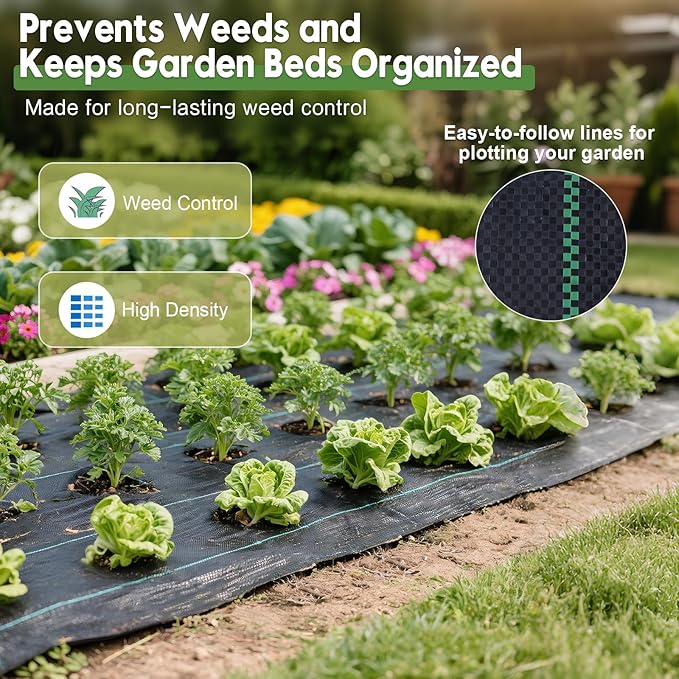 3FTx100FT Weed Barrier Fabric Heavy Duty, Gardening Landscape Fabric Cover Mat, Durable Weed Control Fabric for Garden Bed Cover, Landscaping, Commercial Driveway, Underlayment Use (3x100FT-3.2OZ)
