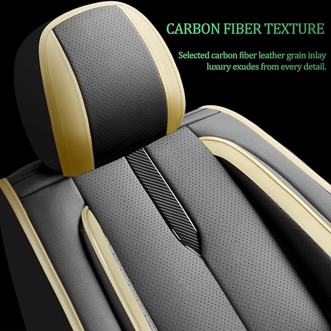 Fit Passport Car Seat Covers for Honda Passport 2019-2025 2026 -Upgraded Premium Waterproof & Breathable Leather,Airbag Compatible,All-Weather Seat Cushion Protector,2 Front/Black-Beige