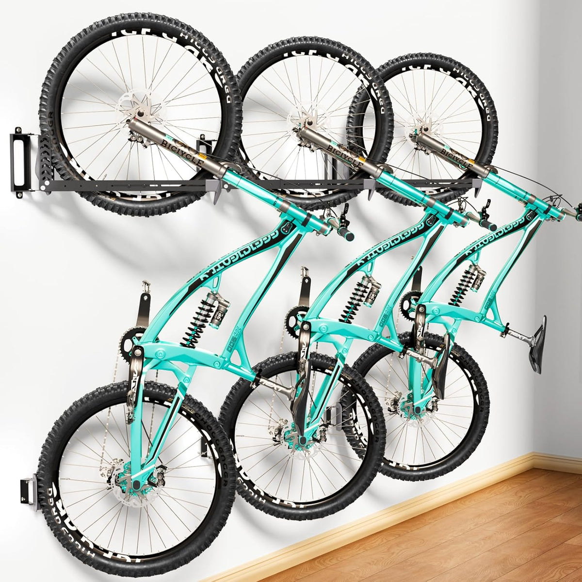3-Pack Swivel Bike Rack Wall Mount, Bike Hangers for Garage, Space-Saving Vertical Bike Holder, Holds up to 77 lbs, Bicycle Wall Hanger Storage, No Heavy Lifting Required Indoor Hanging Bike Rack