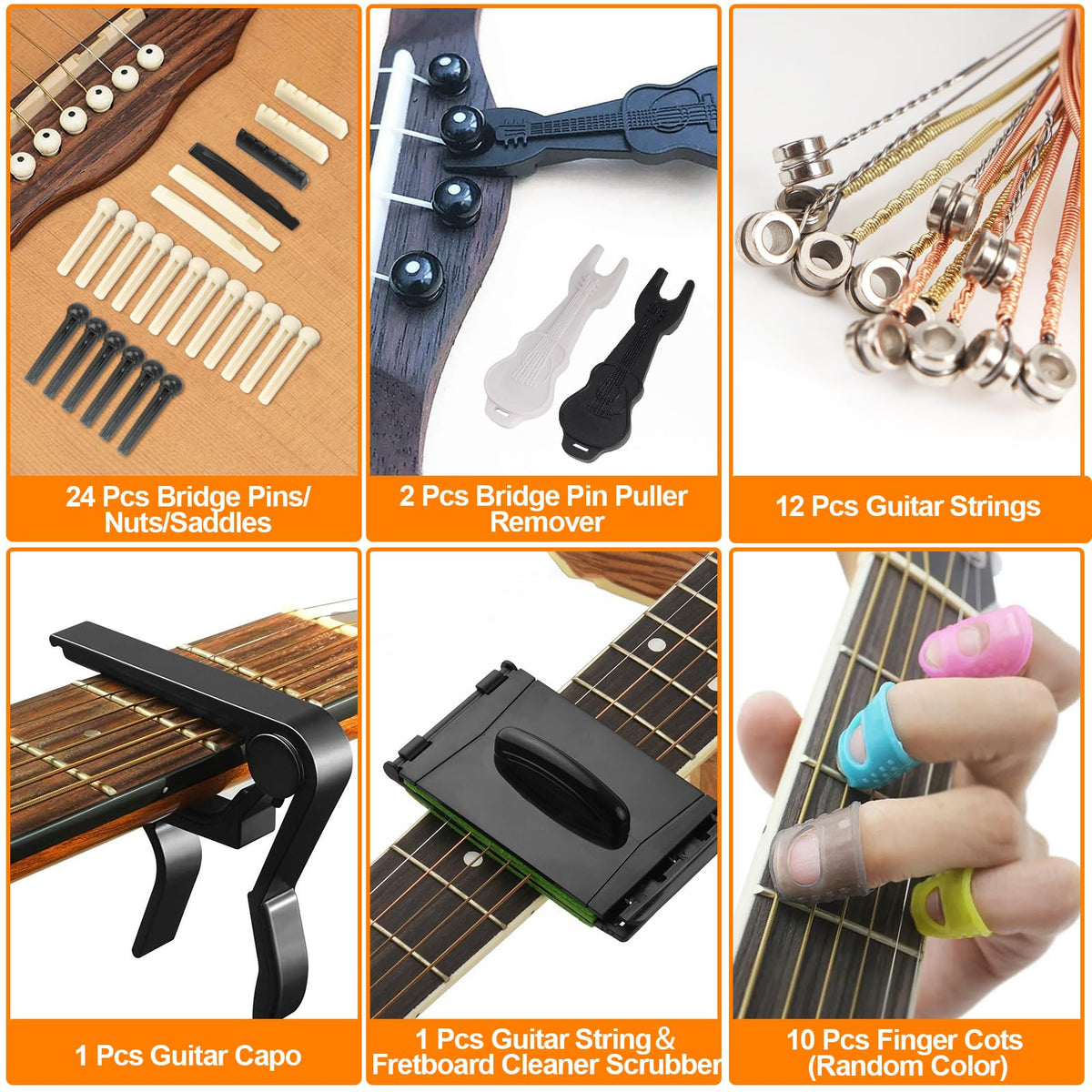 146 Pcs Guitar Tool Kit, Professional Guitar Repair Kit, Guitar Maintenance Kit with Guitar Tools Accessories and Carry Bag, Guitar Setup Kit for Electric Guitar Acoustic Guitar Ukulele Banjo Bass
