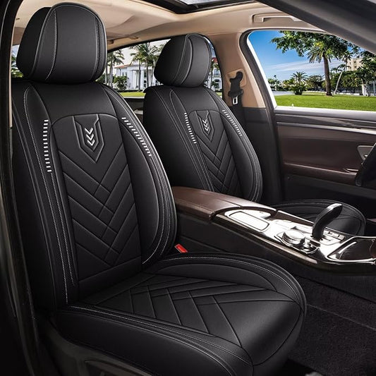 AOMSAZTO Car Seat Covers Front Set Fit for Ford Explorer 2004-2025 2026 Faux Leather Waterproof Seat Covers Automotive Seat Cushion Protector(2 Seats, Black)