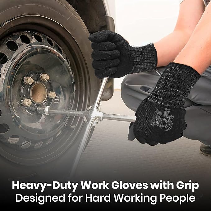 10 OR 20 Pairs Work Gloves–Heavy Duty Rubber Coated Safety Work Gloves–Multipurpose Gloves
