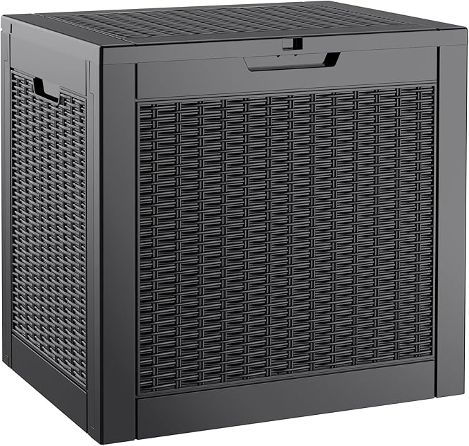 KAMABOKO 31 Gallon Outdoor Storage Box, Resin Deck Boxes Indoor and outdoor, Waterproof Storage Box Lockable Lid for Garden Tools, Package Delivery, Pool Supplies, Patio Cushions, Black