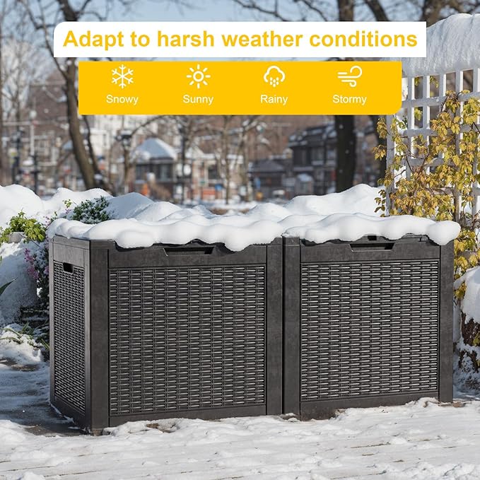 31 Gallon Outdoor Storage Box – Waterproof Deck Box for Garden & Patio,Black