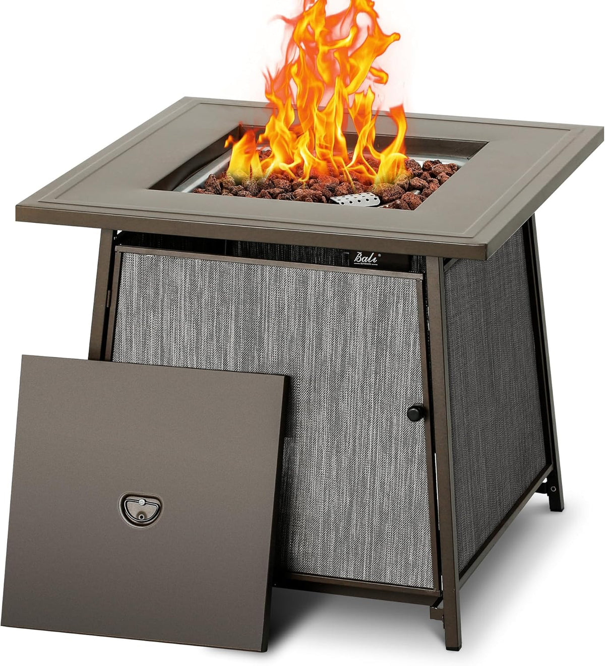 BALI OUTDOORS 50,000 BTU Propane Fire Pit Outdoor, 28 inch Propane Fire Pit Table Square, Gas Firepits for Outside Patio, Garden, Backyard