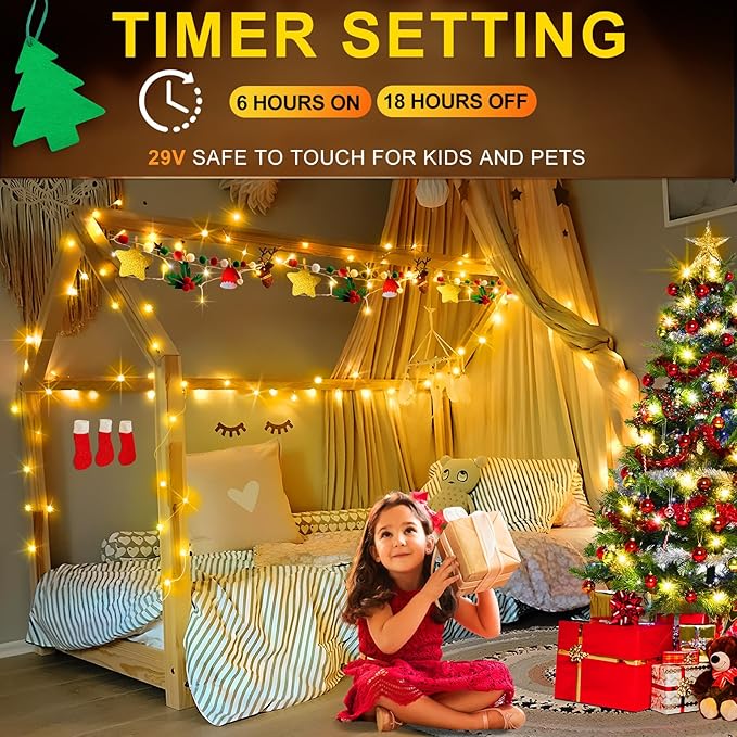 KNONEW Outdoor Christmas Lights 300 LED 99ft String Lights 8 Modes & Memory Fairy Light Plug in Waterproof LED String Lights for Xmas Yard Tree Wedding
