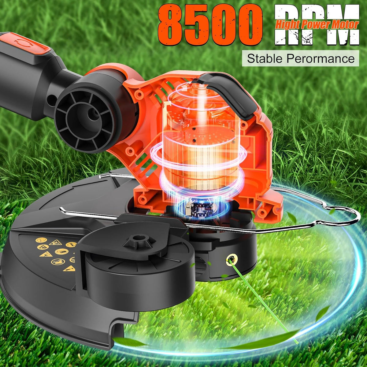 Cordless String Trimmer Compatible for Milwaukee 18V Battery,Garden Lawn Edger with 25cm Cutting Diameter,Electric String Trimmer,Weed Wacke,Weedeaters for Lawn Garden (NO Battery)