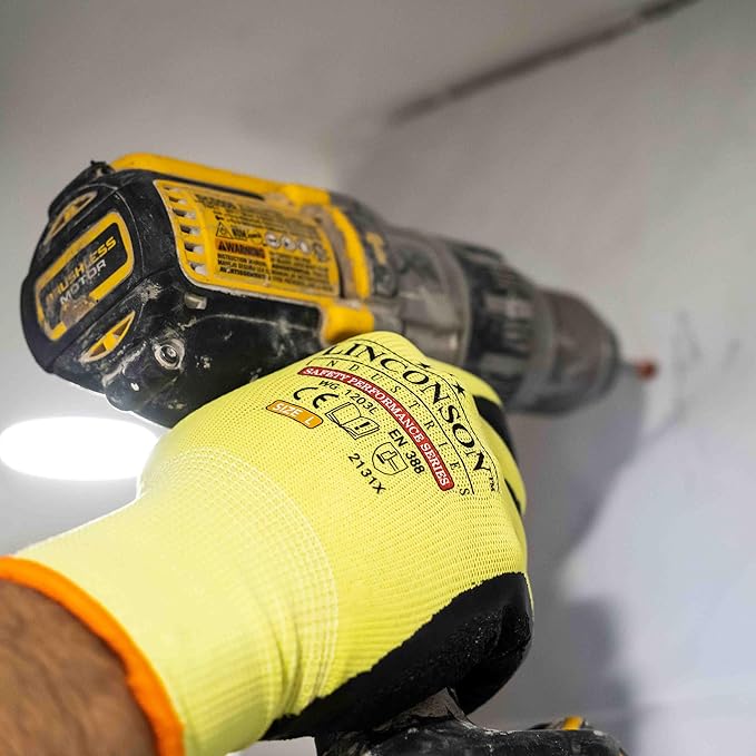 linconson 12 Pack Safety Performance Series Construction Mechanics Wrinkle Latex Work Gloves