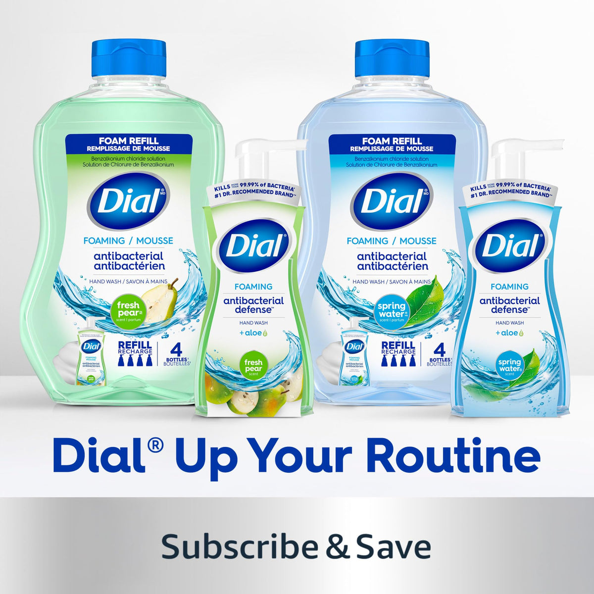 Dial Antibacterial Foaming Hand Soap, Spring Water Scent, 7.5 Fl Oz, 6-Pack