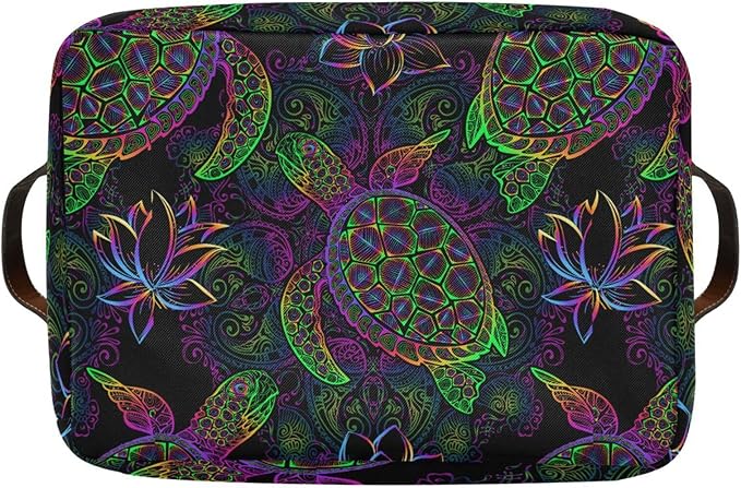 Rectangular Storage Basket Neon Animal Turtle Tortoise Organizer Bin Shelf Baskets For Clothes For Home Office Dorm