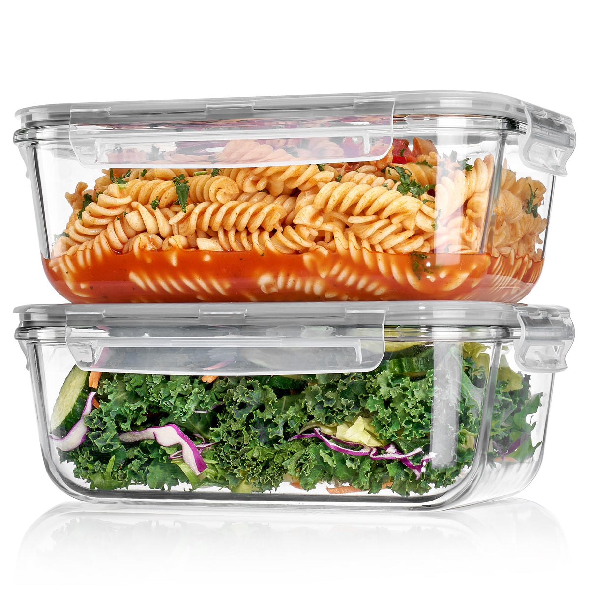 Vtopmart 2Pack 1860ml/63oz Large Glass Storage Containers With Lids, Grey