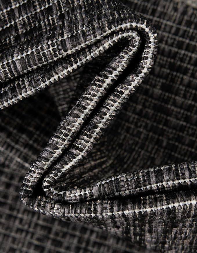 Unique Loom Outdoor Border Collection Area Rug - Soft Border (7' 10" x 10' Rectangle Black/Ivory)