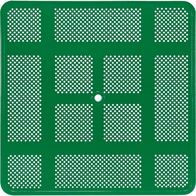 Global Industrial 46" Square Picnic Table, Perforated Metal, Green Thermoplastic Coating, Attached Benches, 1-1/2” Umbrella Pole Hole, Outdoor-Rated, 1200 lb Capacity