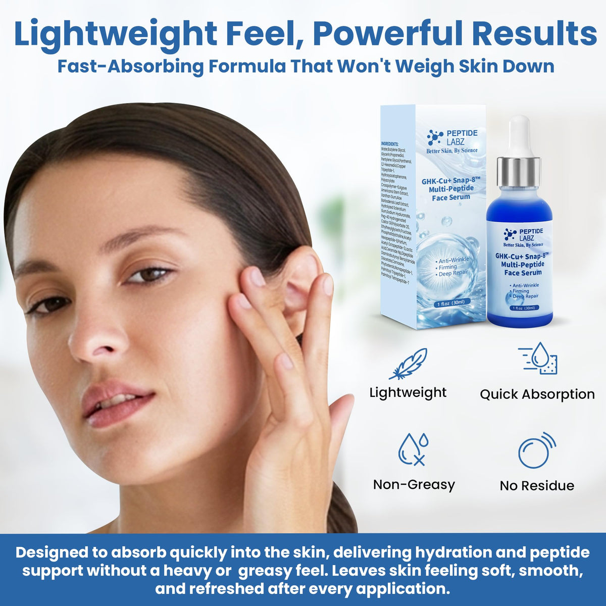 Copper Tripeptide-1 + SNAP-8 Multi-Peptide Face Serum, 1 fl oz