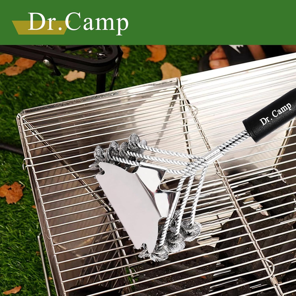 2 PCS Stainless Steel BBQ Grill Brush,BBQ Brush,Grill Scraper, Grill Brush for Outdoot,Grill Cleaning Brush, Barbecue Tool Set with Big Handle for Outdoor Grill
