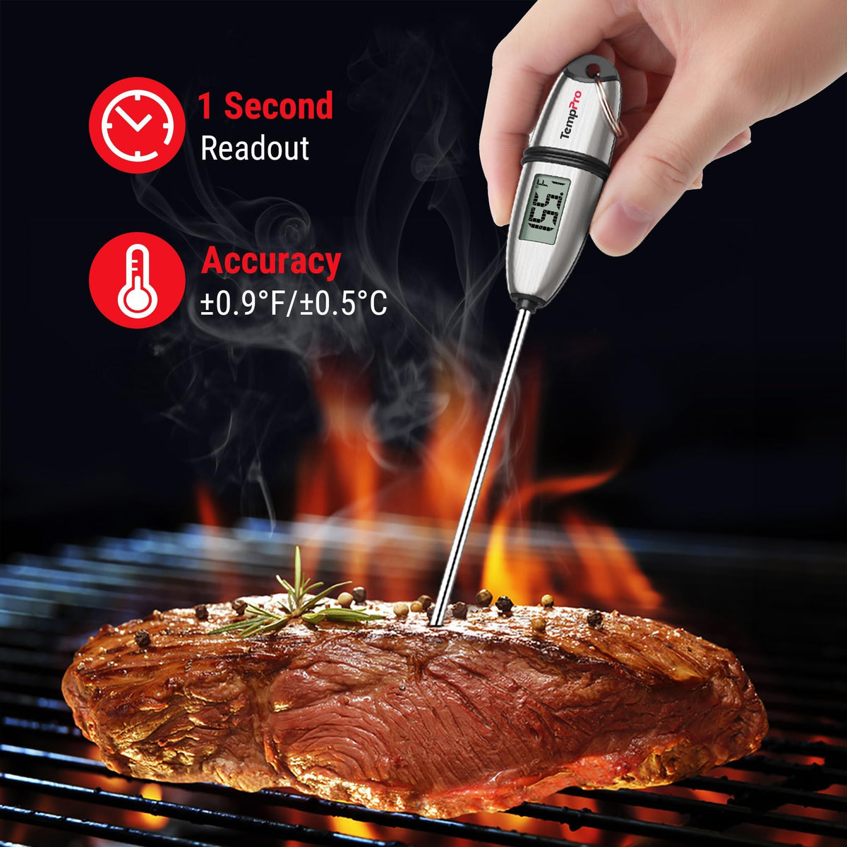 TempPro TempSwift 1 Sec Digital Food Thermometer for Kitchen Cooking