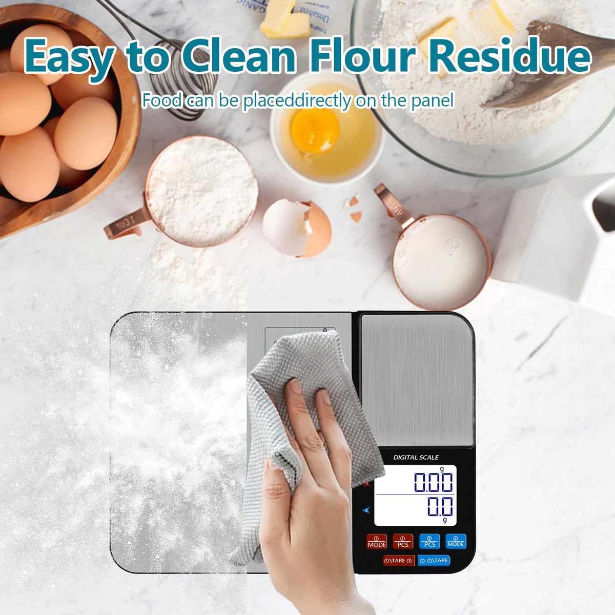 Dual Platform Digital Kitchen Scale, USB Rechargeable, 11lbs/5kg with 0.1g Precision & 500g with 0.01g Precision, with Tare & Accumulation, for Baking, Cooking, Jewelry, and Weight Loss