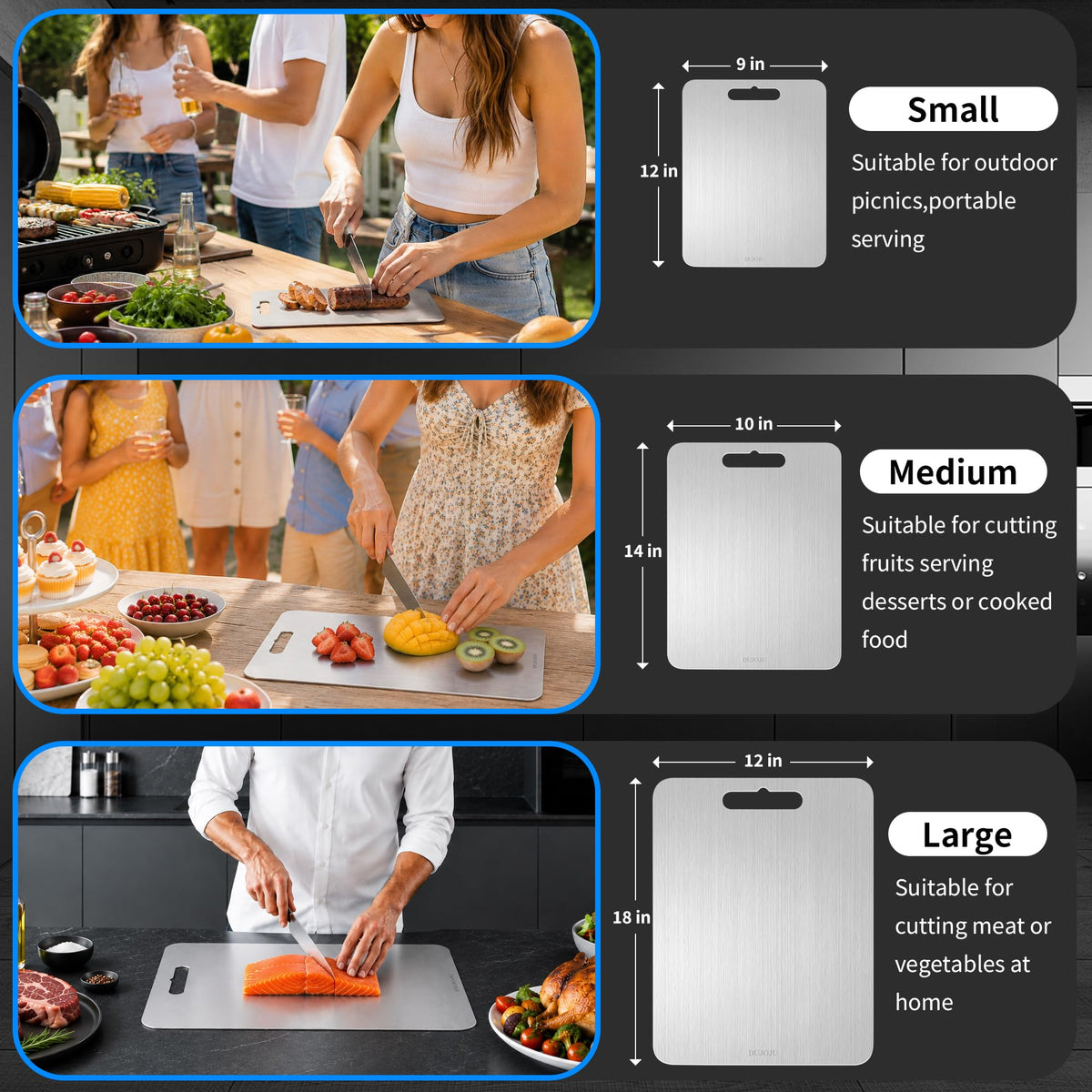 Titanium Cutting Board for Kitchen, Non Toxic Double Sided-14x 10"