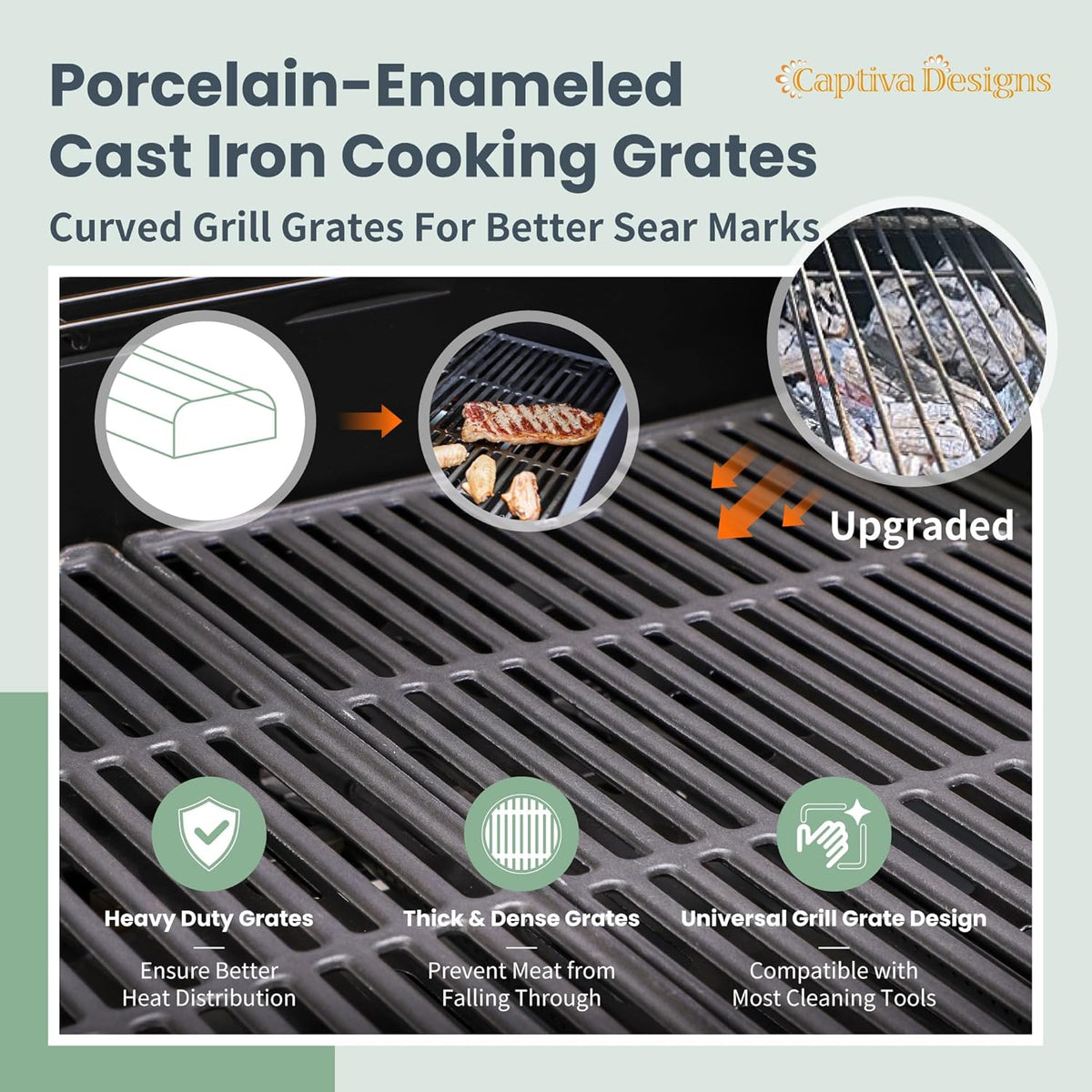 Captiva Designs 4-Burner Propane Gas BBQ Grill with Side Burner & Porcelain-Enameled Cast Iron Grates, 42,000 BTU Output Stainless Steel Grill for Outdoor Cooking Kitchen and Patio Backyard Barbecue