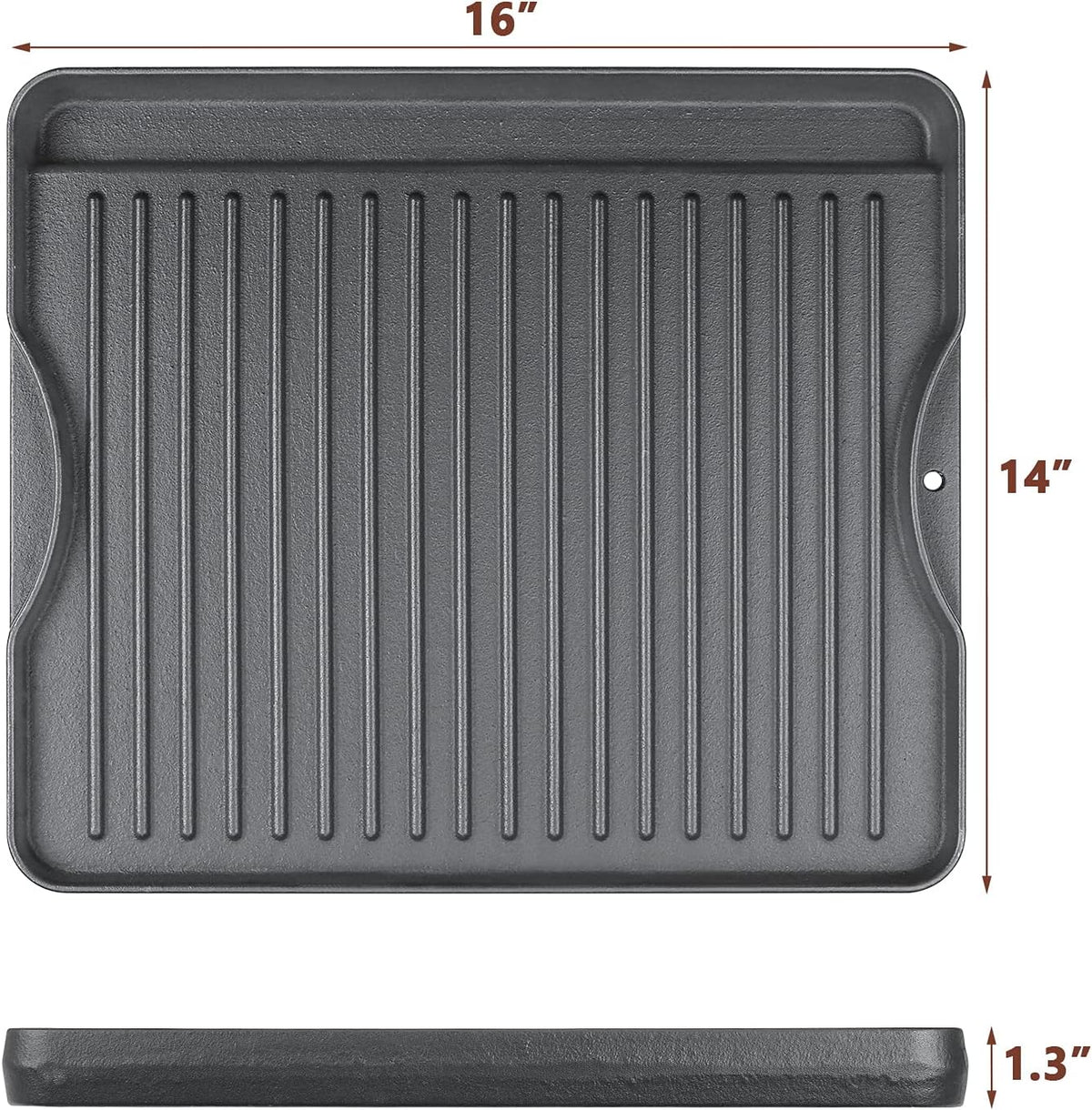 Cast Iron Griddle for Camp Chef, Reversible Griddle for Outdoor Cooking 14" x 16" for Camp Chef 2 Burner Stove Explorer 2-Burner, 3-Burner, 2X, 3X, Single Burner Stove