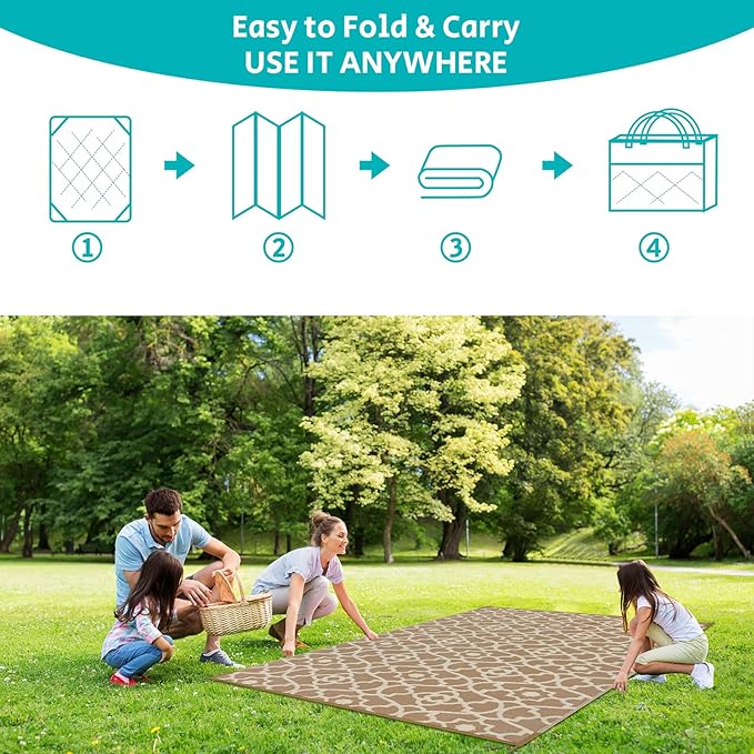 HEBE Outdoor Rug Waterproof 6x9, Plastic Straw Rug Camping Rug, Reversible Outdoor Patio Rugs RV Mat Clearance, Indoor Outside Floor Carpet for Porch,Deck,Camper,Balcony,Backyard