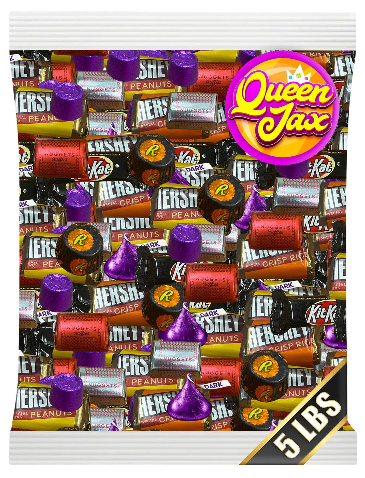 Dark Chocolate Candy Variety - 5 lbs - Kisses Dark, Dark Chocolate - Bulk Dark Chocolate - Individually Wrapped Chocolate