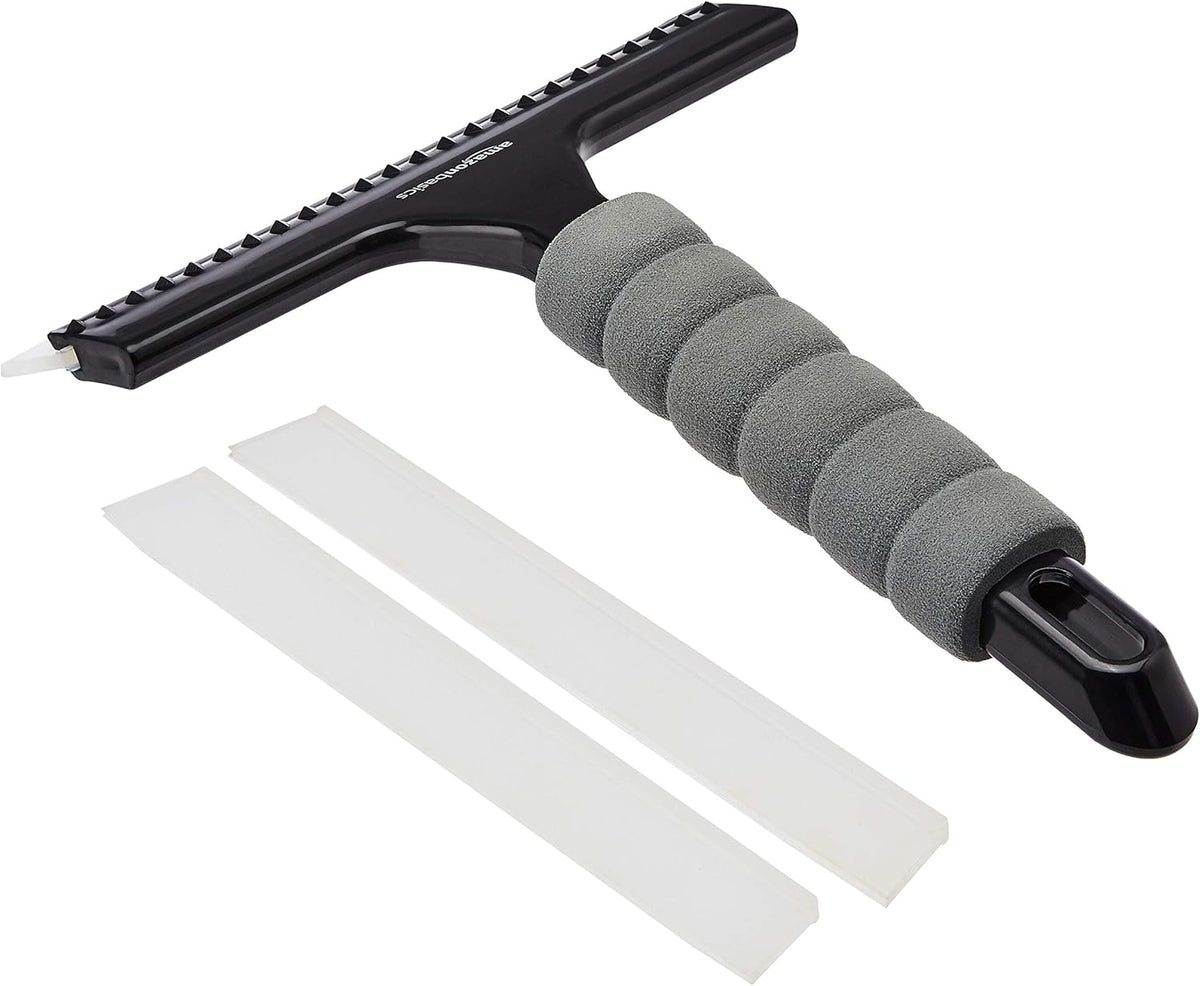 Amazon Basics Window Squeegee with Handle for Car Windows, Glass, Mirror, Black