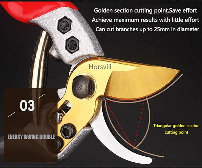 Garden Shears, Japanese labor-saving Garden Scissors, Pruning Shears and Garden Secateurs for Woman and arthritis weak, Professional Branch scissors(Red-grey)