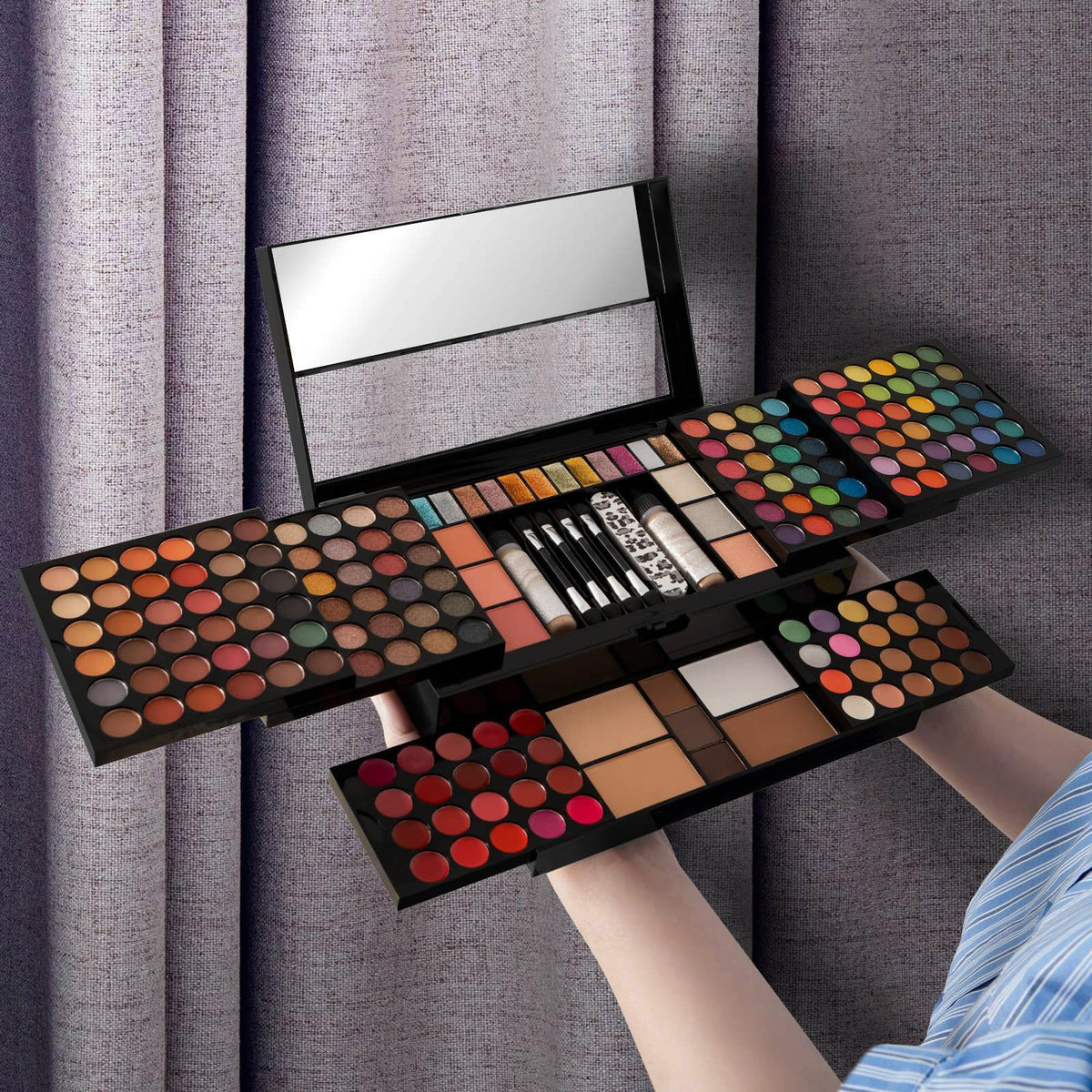 187 Colors Professional Makeup Palette - All-in-One Kit With Eye Shadows, Lipsticks, Mascara, Foundations, Blushes, Brow Pencils, Nail File - Makeup Gift Set for Women and Girls