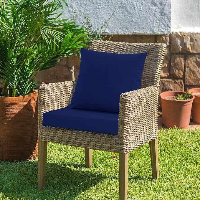 Outdoor Cushions for Patio Furniture, Waterproof Outdoor Chair Cushion w/Fade-Resistant, Removable & Machine-Washable Cover, 22x22 Inch, Deep Seat Sofa/Couch Pad Replacement – Set of 1/2/4, Navy Blue