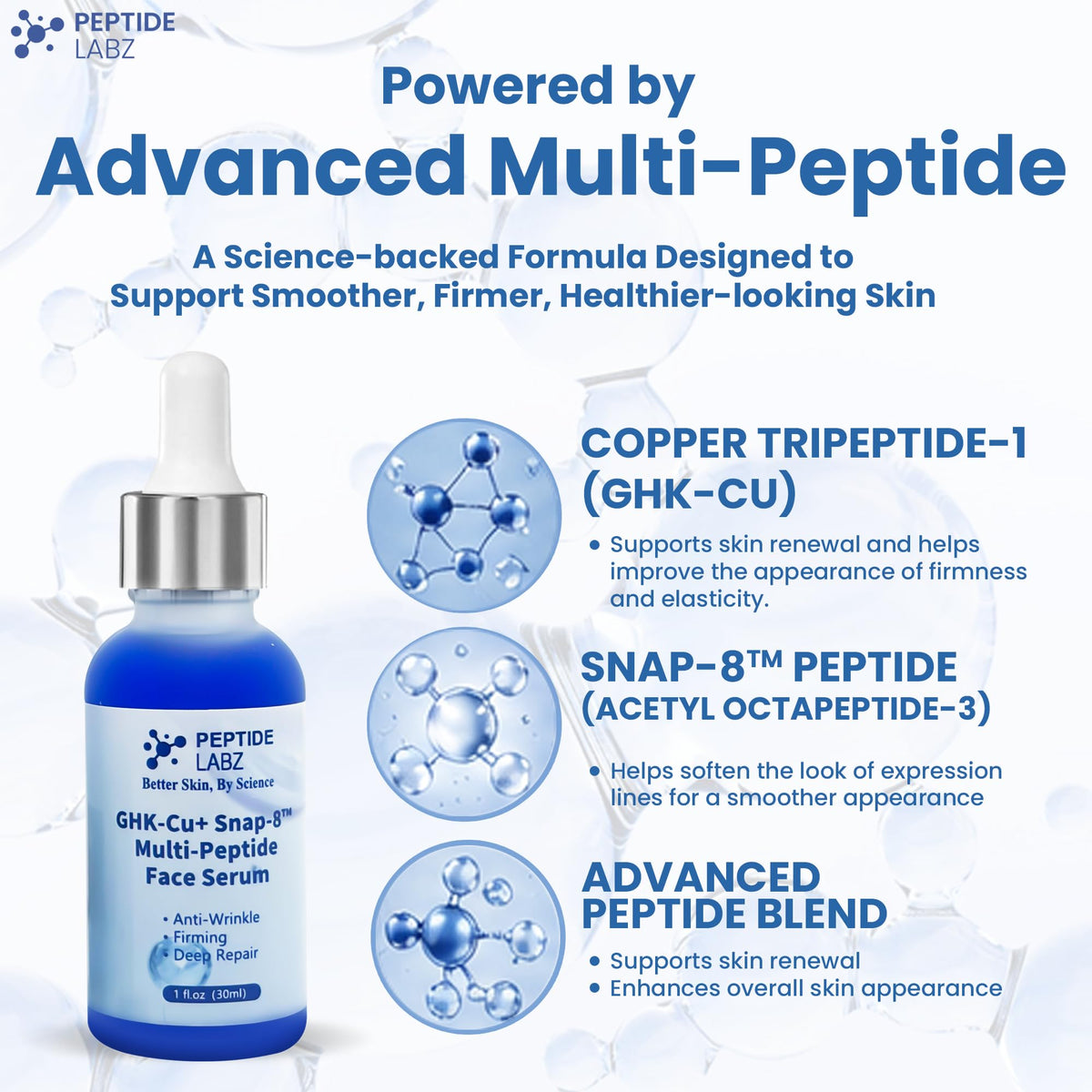 Copper Tripeptide-1 + SNAP-8 Multi-Peptide Face Serum, 1 fl oz