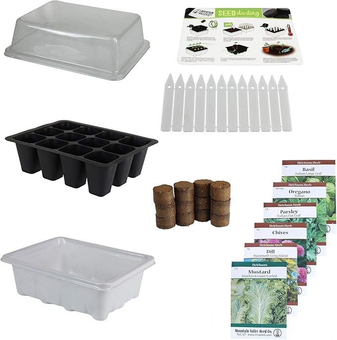 Culinary Indoor Herb Garden Starter Kit | Basic Herb Seeds | 6 Non-GMO Varieties | Grow Cooking Herbs & Spices | Seeds: Basil, Dill, Parsley, Chives, Mustard, Oregano