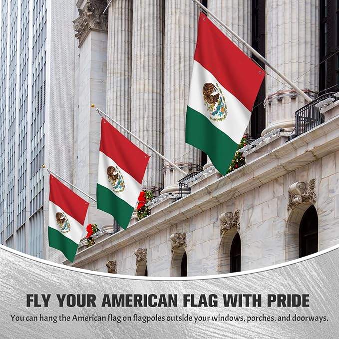Mexico Mexican Michoacan Flag Garden Yard House 2x3 ft Flags Double Sided Print Banner Indoor Outdoor Party Home Decorations for Boat Dorm House Balcony