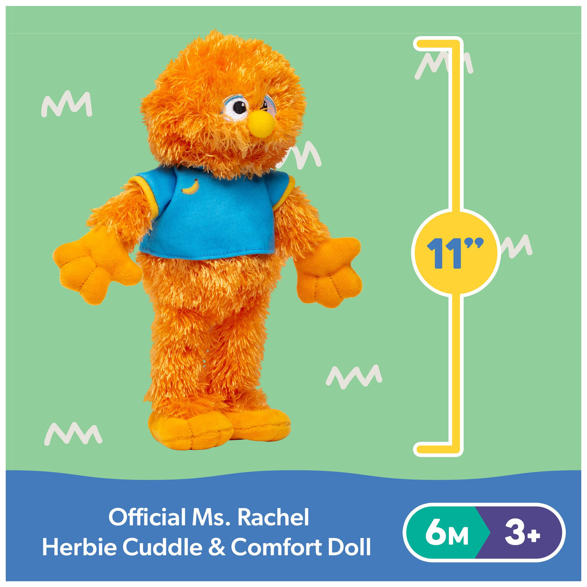 Ms. Rachel Herbie Cuddle & Comfort Friend, 11-Inch Plush Pal for Toddlers
