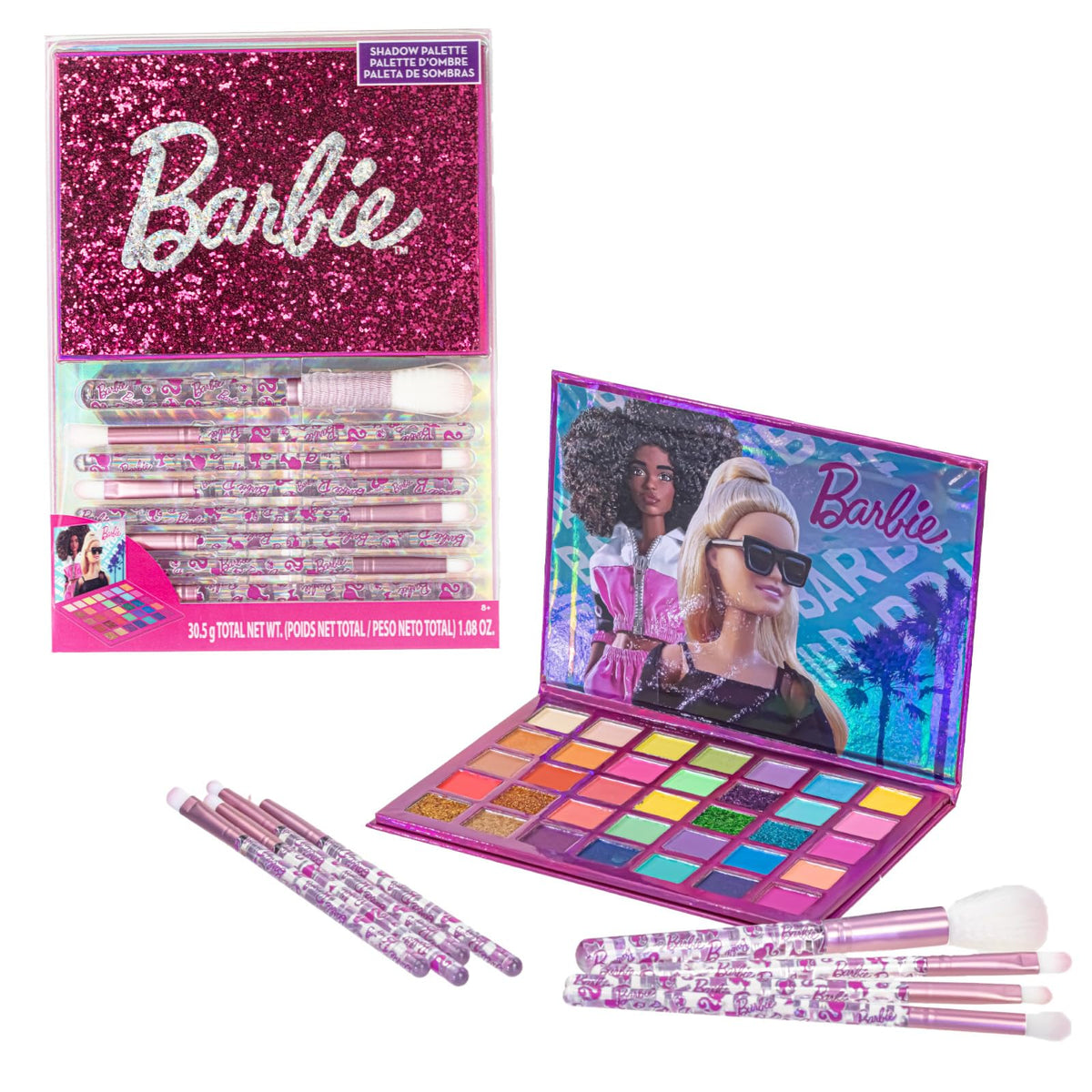 Barbie 35-Well Shadow Palette with 8 Brushes, Ages 8+