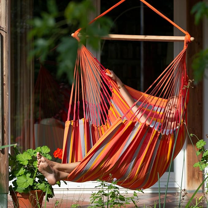 LA SIESTA® - Large Comfort Domingo Hammock Swing Chair & CasaMount - Weather & Tear Resistant Hanging Chair - Outdoor Indoor Hammock Chair w/Suspension Kit for Walls Ceilings Square Beams - Toucan