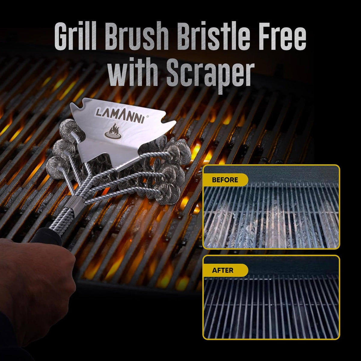 Grill Cleaner and Scraper 18” This BBQ Grill Cleaner Helps You to Scrub Your BBQ Grill Extra Strong BBQ Cleaner Accessories