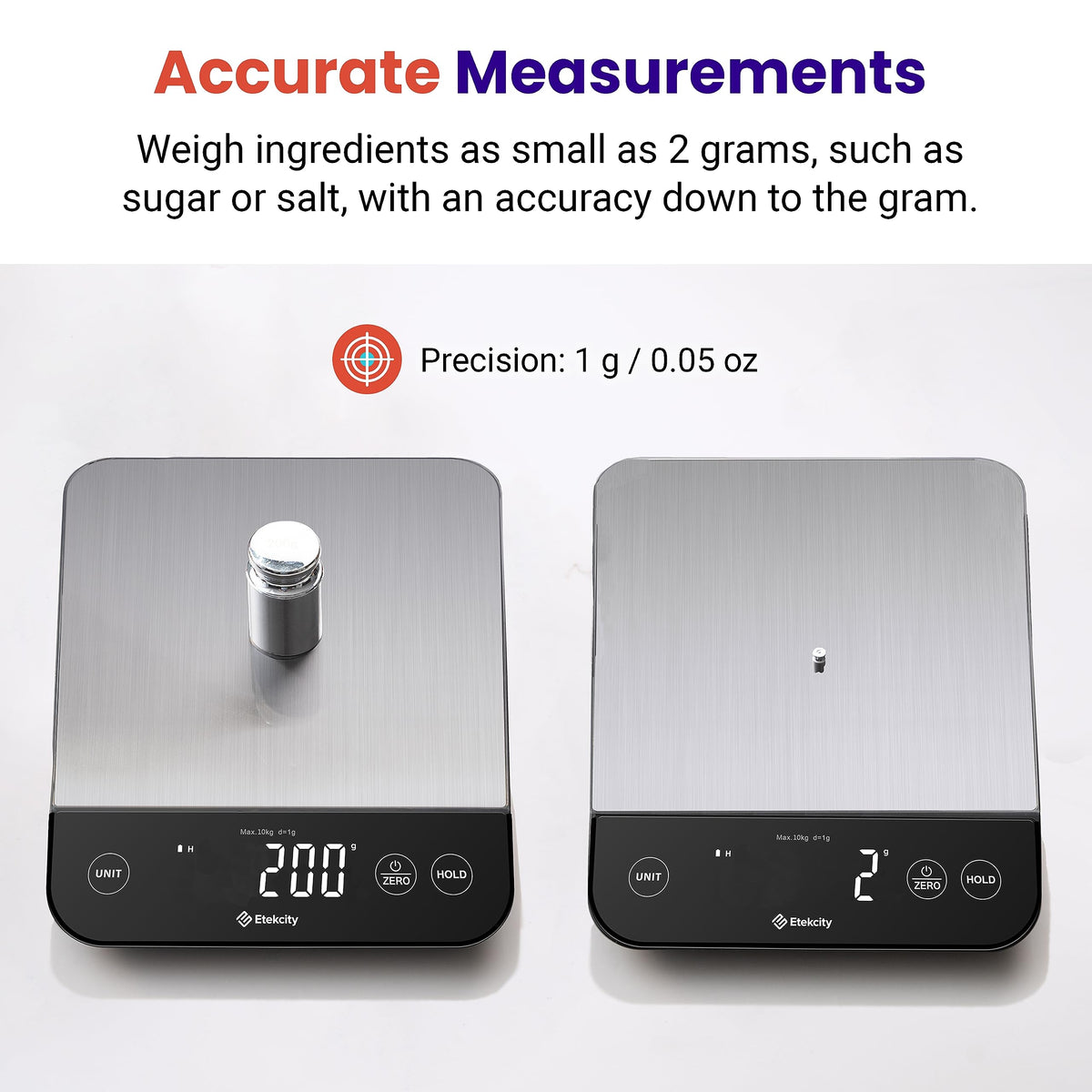 Etekcity 22lb Food Kitchen Scale, USB Rechargeable, IPX6 Waterproof