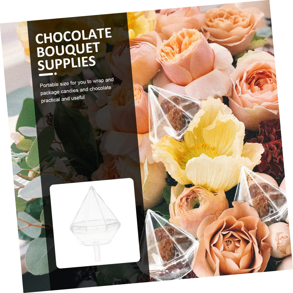 Mobestech 80pcs Clear for Chocolate Bouquet Packaging Transparent Flower Cups for for Parties and Celebrations