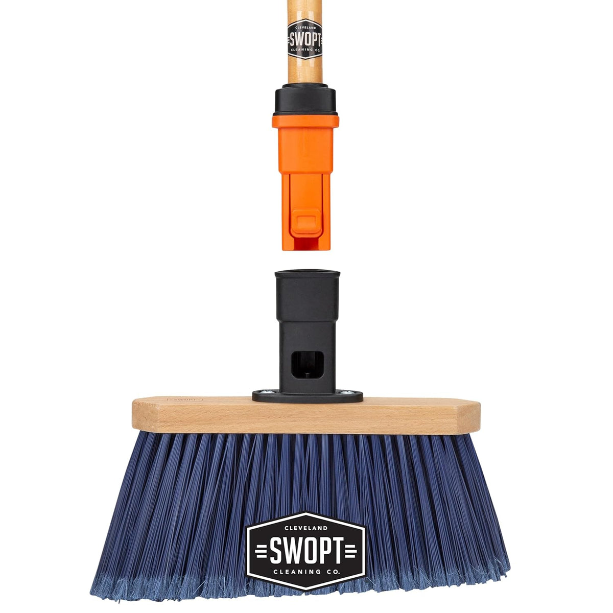 SWOPT Garage Kit — Includes 48” and 60” Wooden Handles, Smooth Surface Push Broom, Multi-Surface Push Broom, Angle Broom, Deck Brush, Floor Squeegee, and Organizer — Covers All Outdoor Cleaning Needs