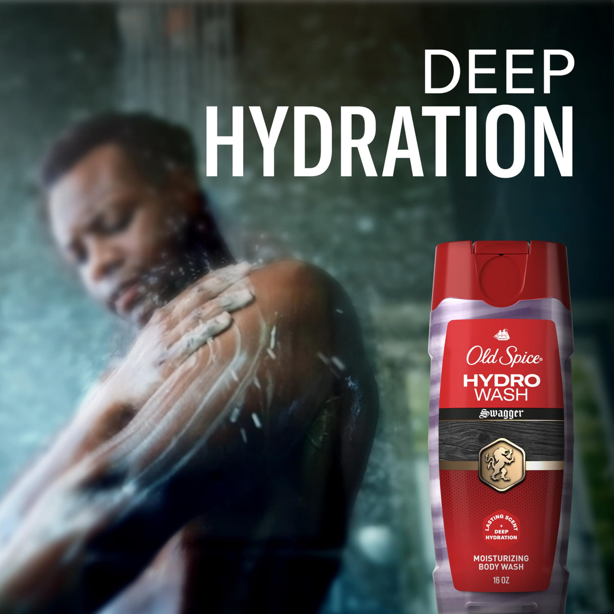 Old Spice Moisturizing Body Wash for Men, Hydro Wash, 2-in-1 Long Lasting Scent & Deep Hydration, 24/7 Shower Fresh, Smoother Swagger Scent, 16 oz (Pack of 4)