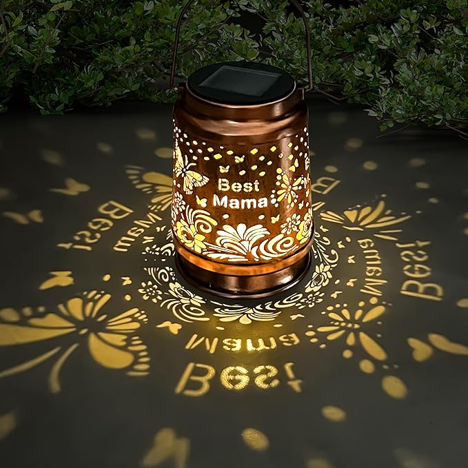 KY&BOSAM Solar Lanterns Outdoor Waterproof Butterfly Garden Decor Hanging Solar Lights Outdoor Gifts for Women Mom Grandma Metal Decorative LED Lanterns for Yard, Patio,Backyard,Porch,Pathway Decor