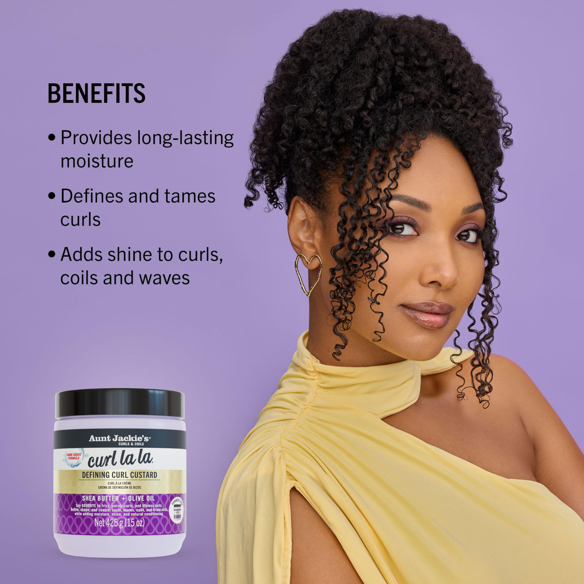 Aunt Jackie's Curl La La, Lightweight Curl Defining Custard, Enriched with Shea Butter & Olive Oil, Basic, 15 Ounce